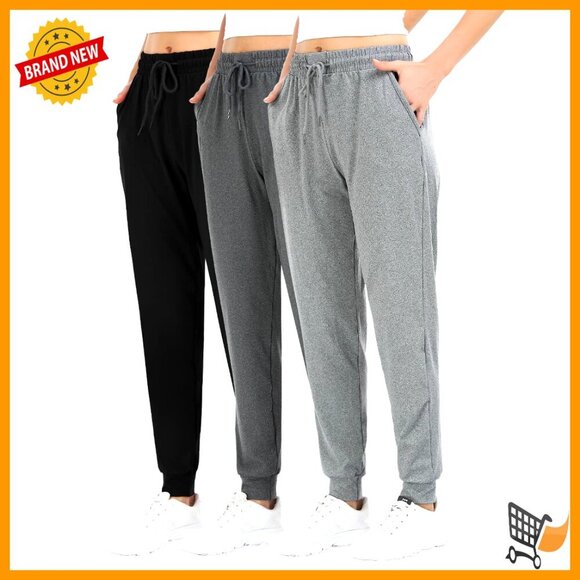 Pants - 3 Pack Women's Joggers with Pockets for Running Yoga Lounge